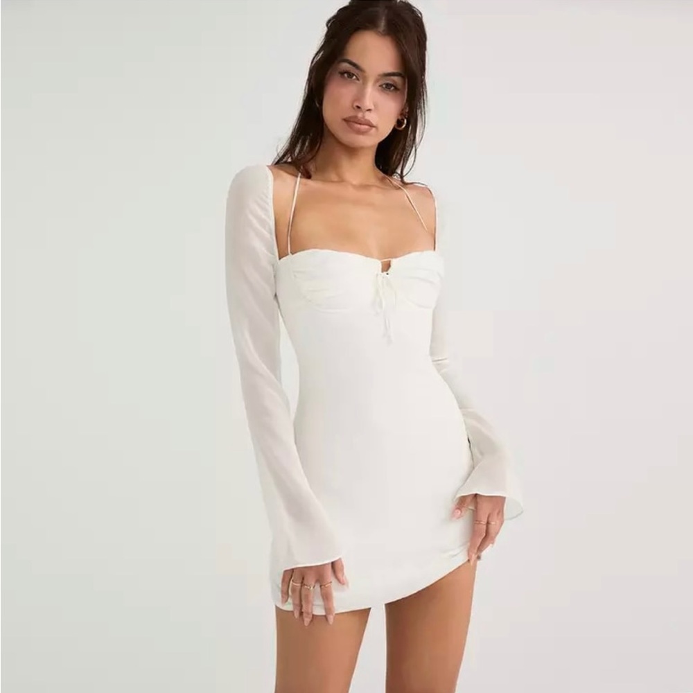 Y2K white bodycon sexy club dress